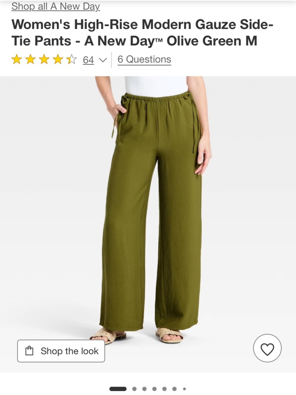 Green Gauze Side Tie Pants